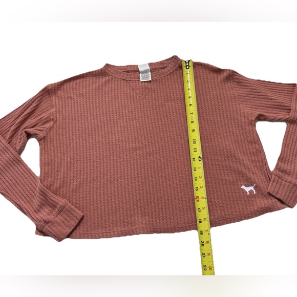 Victoria’s Secret PINK Waffle Knit Cropped Long Sleeve Top XS Mauve Lounge - Picture 4 of 7